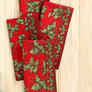 April Cornell holly pattern napkins. NWT